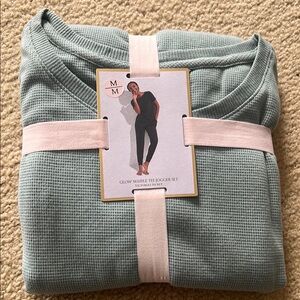 Victoria's Secret Waffle Tee Jogger Set - Green